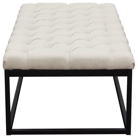 Mateo Black Powder Coat Metal Linen Tufted Bench, Desert Sand Linen, Large By Diamond Sofa