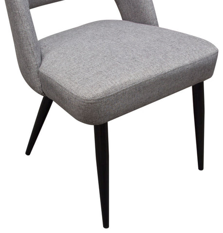 Set of (2) Reveal Dining Chairs in Grey Fabric Black Powder Coat Metal Leg By Diamond Sofa