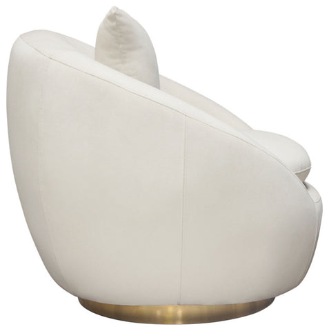 Celine Swivel Accent Chair, Light Cream Velvet With Brushed Gold Accent Band By Diamond Sofa