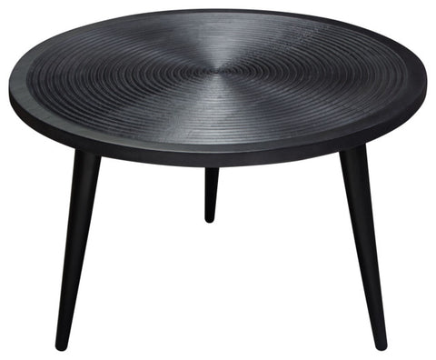 Vortex Round Cocktail Table, Solid Mango Wood Top, Black Finish and Iron Legs By Diamond Sofa