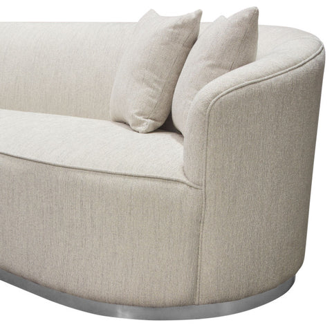 Raven Sofa in Light Cream Fabric Brushed Silver Accent Trim By Diamond Sofa