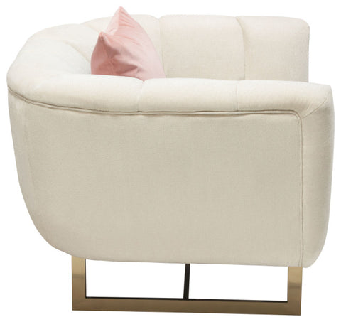 Venus Cream Fabric Chair With Contrasting Pillows and Gold Finished Metal Base By Diamond Sofa