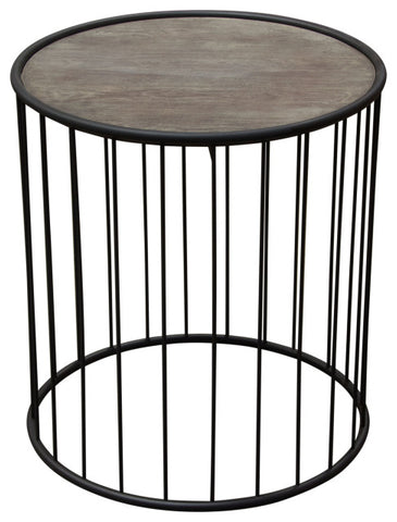 Gibson 22" Round End Table with Grey Oak Finished Top and Metal Base By Diamond Sofa