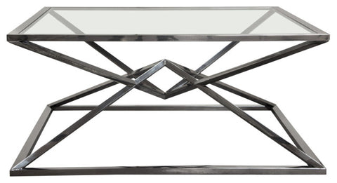 Aria Square Cocktail Table wiith Metal Base, Black By Diamond Sofa