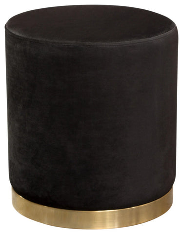 Sorbet Round Accent Ottoman, Black Velvet By Diamond Sofa