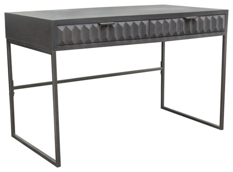 Spectrum 2-Drawer Solid Mango Wood Desk, Smoke Gray With Gun Metal Finished Legs By Diamond Sofa