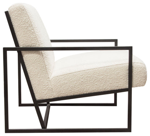 Luxe Accent Chair in Bone Boucle Textured Fabric with Black Powder Coat Frame By Diamond Sofa