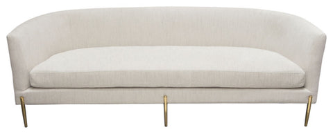 Lane Sofa in Light Cream Fabric with Gold Metal Legs By Diamond Sofa