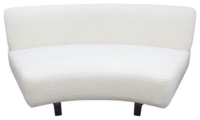 Vesper Curved Armless Sofa, Faux White Shearling, Black Wood Leg Base By Diamond Sofa