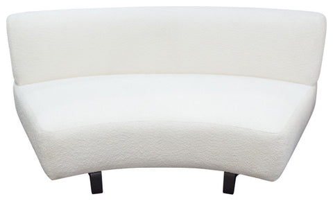 Vesper Curved Armless Sofa, Faux White Shearling, Black Wood Leg Base By Diamond Sofa