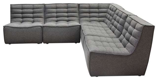 Marshall 5PC Corner Modular Sectional Scooped Seat in Grey Fabric By Diamond Sofa