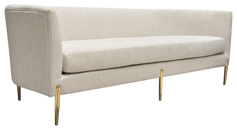 Lane Sofa in Light Cream Fabric with Gold Metal Legs By Diamond Sofa