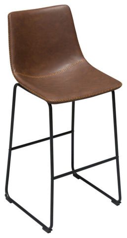 Theo Set of, 2 Bar Height Chairs, Chocolate Leatherette With Black Metal Base By Diamond Sofa