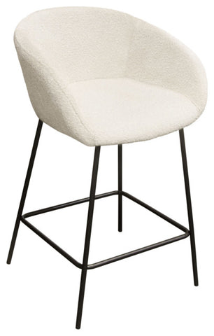 Set of (2) Skyler Counter Height Chairs in Ivory Boucle Fabric By Diamond Sofa