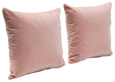 Set of (2) 16" Square Accent Pillows in Blush Pink Velvet By Diamond Sofa