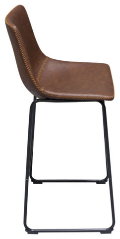 Theo Set of, 2 Bar Height Chairs, Chocolate Leatherette With Black Metal Base By Diamond Sofa