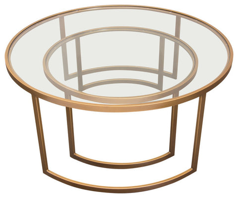 Diamond Sofa Lane 2-Piece Round Nesting Set, Clear Tempered Glass Tops By Diamond Sofa