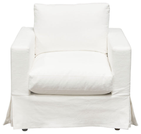 Savannah Slip-Cover Chair in White Natural Linen By Diamond Sofa