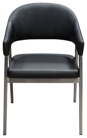Adele Set of Two Dining or Accent Chairs in Black Leatherette Steel Leg By Diamond Sofa