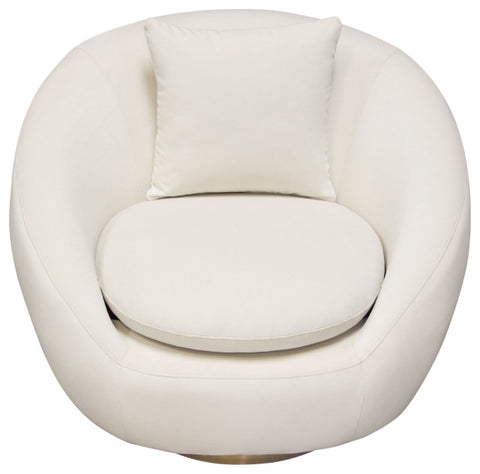 Celine Swivel Accent Chair, Light Cream Velvet With Brushed Gold Accent Band By Diamond Sofa