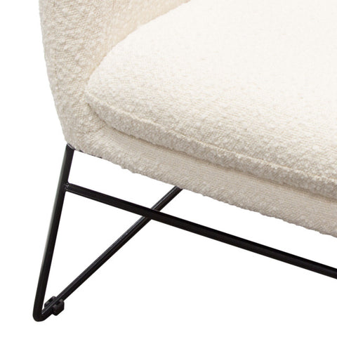 Bryce Accent Chair, Ivory Boucle wrapped, Black Powder Coated Metal Frame By Diamond Sofa