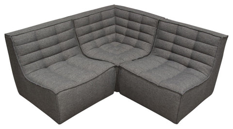 Marshall 3PC Corner Modular Sectional Scooped Seat in Grey Fabric By Diamond Sofa