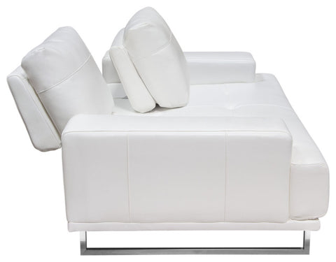 Russo Loveseat Adjustable Seat Backs in White Air Leather By Diamond Sofa
