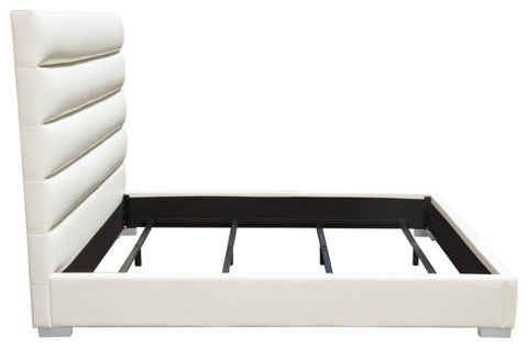 Bardot Channel Tufted Eastern King Bed in White Leatherette By Diamond Sofa