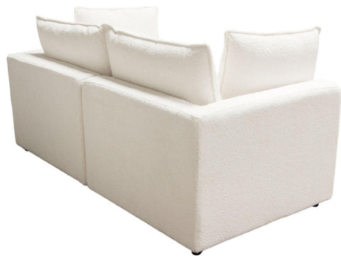 Ivy 2-Piece Modular Sofa in White Faux Shearling By Diamond Sofa
