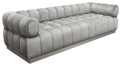 Image Low Profile Sofa in Platinum Grey Velvet w/ Brushed Silver Base by By Diamond Sofa