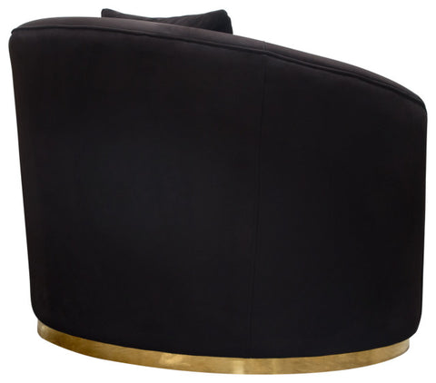 Raven Chair in Black Suede Velvet Brushed Gold Accent Trim By Diamond Sofa