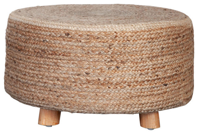 Round Accent Stool in Natural Jute Fiber By Diamond Sofa