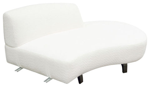 Vesper Curved Armless Right Chaise, Faux White Shearling, Black Wood Leg Base By Diamond Sofa