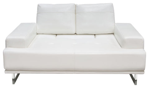 Russo Loveseat Adjustable Seat Backs in White Air Leather By Diamond Sofa