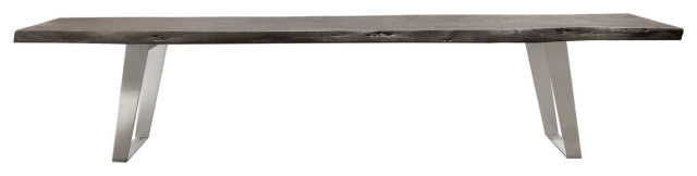 Titan Solid Acacia Wood Accent Bench in Finish Silver Metal Inlay & Base By Diamond Sofa