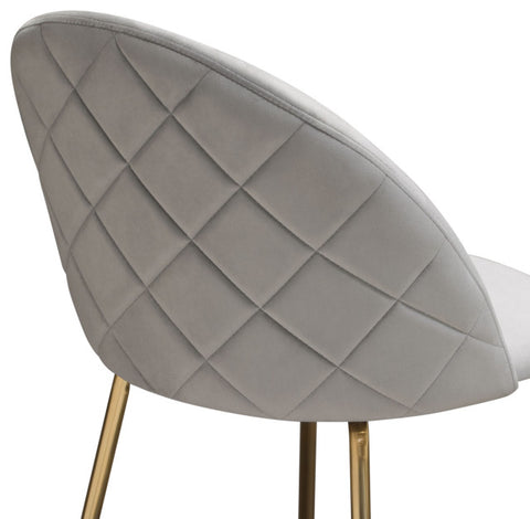 Lilly Set of 2 Counter Height Chairs, Gray Velvet With Brushed Gold Metal Legs By Diamond Sofa