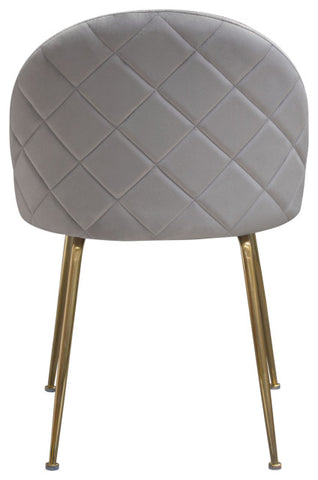 Lilly Set of (2) Dining Chairs in Grey Velvet Brushed Gold Metal Legs By Diamond Sofa
