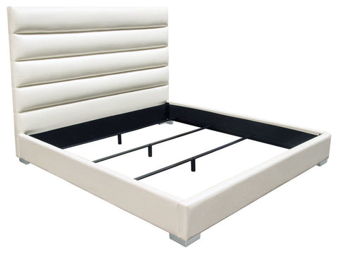 Bardot Channel Tufted Queen Bed, Leatherette, White By Diamond Sofa