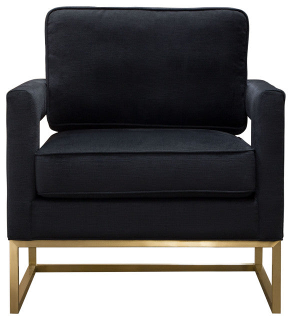 Lake Accent Chair, Black Performance Fabric, Gold Metal Base By Diamond Sofa