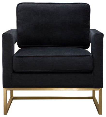 Lake Accent Chair, Black Performance Fabric, Gold Metal Base By Diamond Sofa