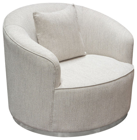 Raven Chair in Light Cream Fabric Brushed Silver Accent Trim By Diamond Sofa