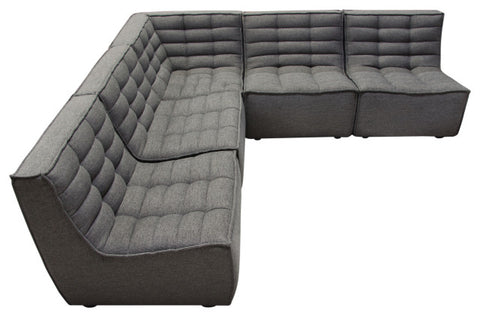 Marshall 5PC Corner Modular Sectional Scooped Seat in Grey Fabric By Diamond Sofa