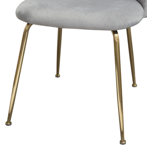 Lilly Set of (2) Dining Chairs in Grey Velvet Brushed Gold Metal Legs By Diamond Sofa
