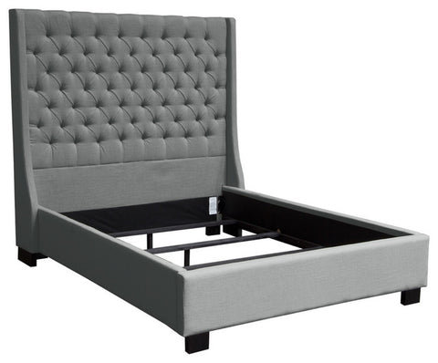 Park Avenue Linen Tufted Bed With Vintage Wing, Gray, Gray, Eastern King By Diamond Sofa
