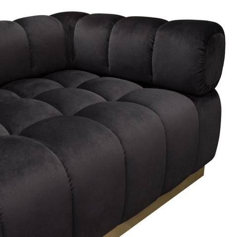 Image Low Profile Sofa in Black Velvet w/ Brushed Gold Base By Diamond Sofa
