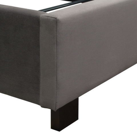 Eastern King Tufted Bed With Vintage Wing, Smoke Gray Velvet By Diamond Sofa