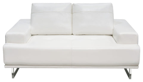 Russo Loveseat Adjustable Seat Backs in White Air Leather By Diamond Sofa