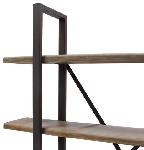 Montana 73" 4-Tiered Shelf Unit in Rustic Oak Finish with Iron Frame By Diamond Sofa