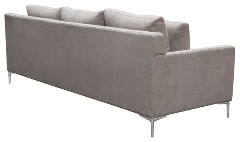Seattle Loose Back Sofa in Grey Polyester Fabric Polished Silver Metal Leg By Diamond Sofa