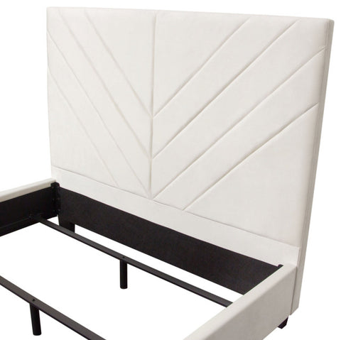 Vogue Queen Bed, Light Cream Velvet By Diamond Sofa